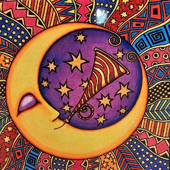 Colorful Retro Boho Sun and Moon Face Coasters Set of 4 - Unique Home Decor - Picture 8 of 10